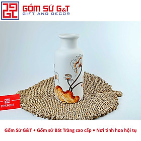 Lọ hoa dáng phích cổ cao vẽ sen Gốm Sứ G&T