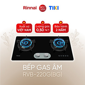 Bếp gas âm Rinnai RVB-220G(BG) mặt bếp kính kiềng bếp gang - Hàng chính hãng.