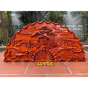Mua Tranh quạt đồng quê gỗ hương dát vàng bền đẹp