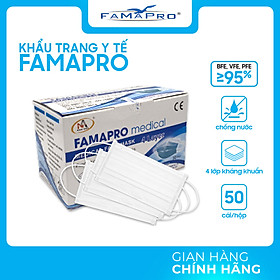 [HỘP - FAMAPRO] - Khẩu trang y tế kháng khuẩn 4 lớp Famapro (50 cái/ hộp) - 1 HỘP