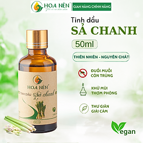 Tinh dầu Sả Chanh nguyên chất 50ml - Hoa Nén - Vegan - Đuổi muỗi, giải cảm, khử mùi, thanh lọc không khí