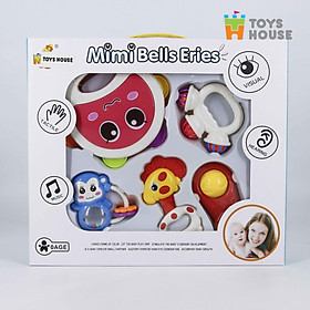 Túi đồ chơi xúc xắc lục lạc cho bé set 5 món Toys House 776-1 giúp bé sơ sinh kích thích phát triển giác quan