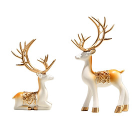 Reindeer Resin Sculpture Elk Sculpture Tabletop Ornament Miniature Figurine Elk Deer Statue Deer Sculpture for Office Desktop