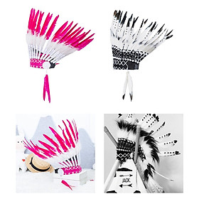 2pcs American Chief Indian Hat Feather Headdress Photo Props For Stage