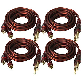 4pcs 5ft 6.35mm 1/4inch   Plug Male to Dual 2 RCA Male  Audio Cable