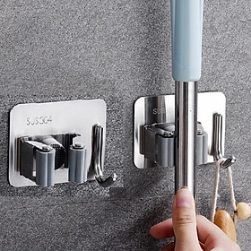 Mua Bộ 2 Giá Treo Cây Lau Nhà có Móc Treo Đồ Inox 304 Cao cấp - Móc Treo Chổi Dán Tường Siêu Chịu Lực