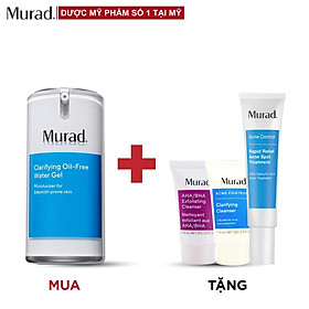 Murad Clarifying Oil-Free Water Gel 47ml TẶNG Gel mụn Rapid Relief 15ml + AHA/BHA Cleanser 15ml + SRM Acne Control 15ml
