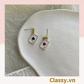 Khuyên tai Bông tai Hoa tai Classy bông tai bạc S925 loại Stud (Đinh tán) đeo tai nghịch ngợm cá tính PK614 - Poker