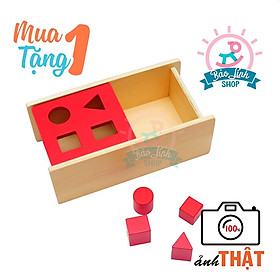 Giáo cụ Montessori 0-3 - Hộp thả hình khối lật mở CHUẨN MONTESSORI cho bé