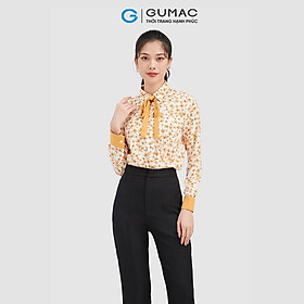 Áo sơ mi nữ GUMAC AC09043 phom suông họa tiết hoa phối nơ nữ tính