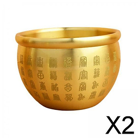2x Brass Feng Shui Bowl Wealth Chinese Traditional Lucky Cornucopia Statue Sculpture Lucky Figurine Folk Treasure Bowl for