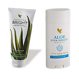 Combo Sáp khử mùi không chứa muối nhôm Aloe Ever – Shield (#067) và Kem Đánh Răng Lô Hội Forever Bright Toothgel (#028)