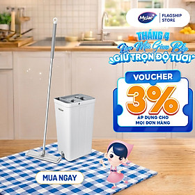 [Phiên bản nâng cấp] Bộ Lau Nhà MyJae Đài Loan Sợi Microfiber 2 Ngăn Tự Vắt Xoay 360 Độ Thông Minh 123cm