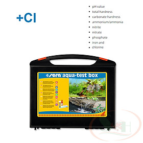 Bộ vali Sera Aqua Test Box 9in1 +Cl, Ca, Koi kiểm tra ph, gh, kh, nh3, nh4, no2, no3, fe, po4 nước bể cá tép