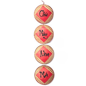 Combo 4 mẹt tre "Chúc Mừng Năm Mới" treo cửa trang trí Tết 2021 đường kính 30cm