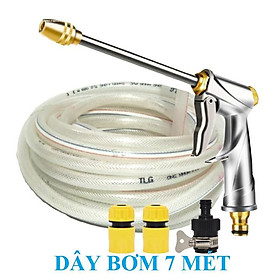 Bộ dây vòi xịt nước rửa xe,tưới cây .tăng áp 3 lần,loại 7m,10m 206701-2 đầu đồng,cút,nối nhựa den+tặng khăn phượt
