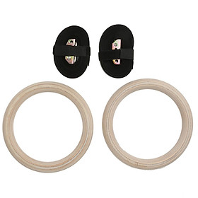 Wooden Gymnastic Olympic Fitness Rings Strength Training Adjustable Pair