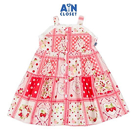 Đầm bé gái họa tiết Thỏ Caro Dâu Hồng cotton - AICDBGYNCJ4C - AIN Closet