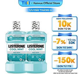 Bộ 2 Chai Nước Súc Miệng Listerine Giúp Hơi Thở Thơm Mát Cool Mint Zero Alcohol 750mlx2