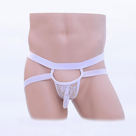 2-3pack Men's Lace Opening Pouch G-string Underwear Thong Panty White