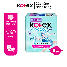 [Bao Bì Thay Đổi Theo Từng Đợt Nhập Hàng] Combo 8 gói băng vệ sinh Kotex Maxcool French Spa siêu mỏng cánh 23cm (8M/gói)