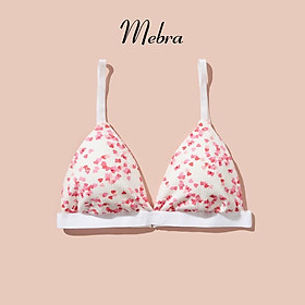 Áo bra không gọng, mút mỏng gắn rời, chất liệu cotton mềm mại, thoáng mát, họa tiết hoa đỏ Mebra
