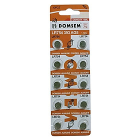 Vỉ 10 Viên Pin AG5 393 LR48 193 LR754 SR48 SR754 DOMSEM Pin Cúc Áo Thay Thế Cho Đồng Hồ Đeo Tay Các Loại