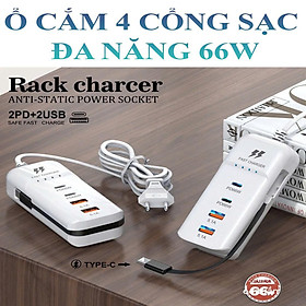 Mua Ổ Cắm Điện Đa Năng 66W 4 Cổng Sạc Với 2 Cổng Usb Và 2 Cổng Type-C Pd