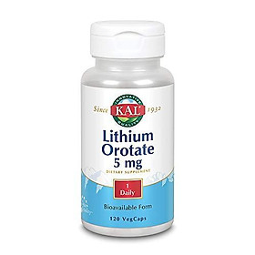 KAL Lithium Orotate 5 milligrams | Low Serving Of Chelated Lithium Orotate For Bioavailability and Mood Support | In Organic Rice Bran Extract Base...