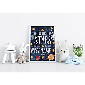 Tranh treo tường | Tranh cho bé-Outer Space Decor, Bible Verse Nursery Decor 93 , tranh canvas giá rẻ