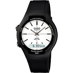 Đồng Hồ Nam Dây Thép Không Gỉ Casio AW-90H-7EVDF - Đen