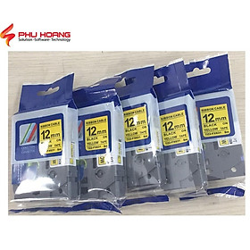 Mua Nhãn in TZ2-FX631  Khổ rộng 12mm  chữ đen nền vàng( Black on Yellow)  siêu dẻo  bám dính cao.