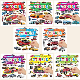 Sách - Trò Chơi Bóc Dán Hình Sticker - Các Loại Xe - Rèn Luyện IQ EQ CQ - Combo 8 Cuốn - Việt Thư