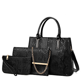 Female bag soft surface large-capacity handbag simple messenger bag with wallet three-piece set