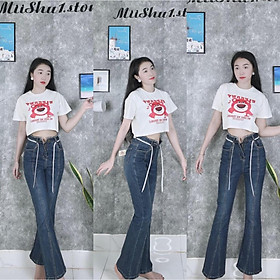 Áo croptop tay ngắn in hình gấu hồng dễ thương