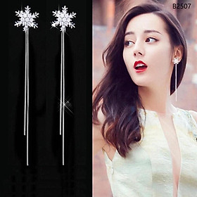 BÔNG TAI BẠC 925 BÔNG TUYẾT DÀI TUA RUA SANG TRỌNG NỮ TÍNH TRANG SỨC NO.93 HOA TAI NỮ ĐẸP ht01