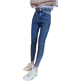 Quần jean nữ dài xinh xắn màu xanh