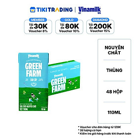 Thùng 48 hộp sữa tươi tiệt trùng Green Farm Không đường 110ml