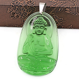 Mặt phật A Di Đà thủy tinh xanh lá 3.6cm - Phật bản mệnh tuổi Tuất, Hợi - Mặt phật size nhỏ