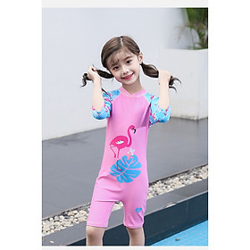 Bộ bơi liền thân kèm mũ con hạc cho bé gái 3-7 tuổi