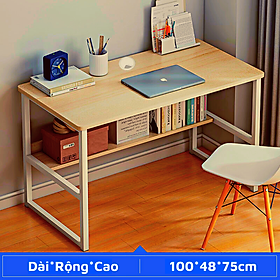 Mua Bàn làm việc kệ lửng mặt dày 1.5cm bo góc an toàn nhiều kích thước  bàn học để máy tính hộp sắt 25x25mm chắc chắn dày dặn