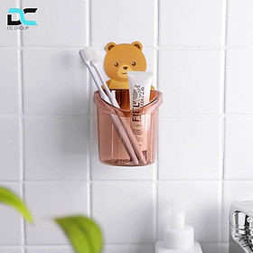 Giá đỡ bàn chải đánh răng gắn tường hình gấu siêu dễ thương, cốc treo tường đựng bàn chải đánh răng