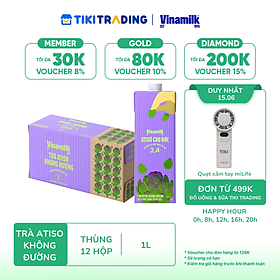 Thùng 12 hộp Trà Atisô không đường Vinamilk - Hộp giấy 1L