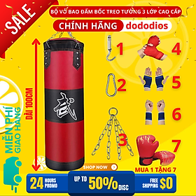 Bộ Vỏ Bao Đấm Bốc Treo Tường 3 Lớp Cao Cấp – Chọn Size - Mua 1 Tặng 7 Phụ Kiện Tập Luyện Siêu Bền Tập Boxing, Tập MMA – Dây Quấn Dài – Chính Hãng Dododios