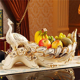 Mua Đĩa quả khổng tước sinh động mang phong cách tân cổ điển sang trọng DQ26 - Chất liệu men sứ vẽ vàng tinh tế.