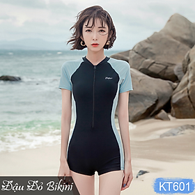 Đồ bơi nữ liền thân quần short áo cộc tay & dài tay, có kèm chân váy lẻ, áo sẵn đệm mút, dáng đùi trẻ trung khoẻ đẹp, giấu bụng tốt, có size to cho nữ đến 68kg | KT601