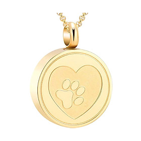 Paw Print Pet Ashes Pendant Urn Necklace Cremation Stainless Steel Silver