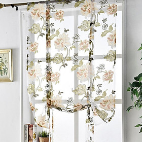 Flower Design Roman Window Curtain  Voile