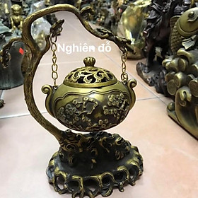 Mua Xông trầm treo đồng vàng nguyên chất hun màu giả cổ 20cm  đỉnh xông trầm  lư xông trầm.