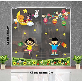 Mua Decal trang trí trung thu 2021 bé vui trung thu cùng chị hằng và thỏ ngọc